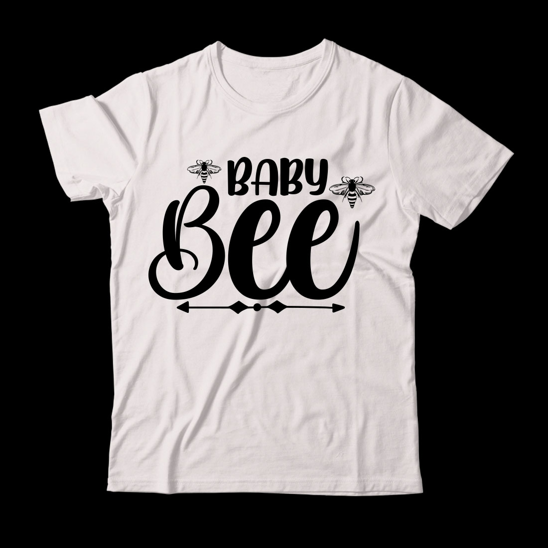 White shirt with the words baby bee on it.