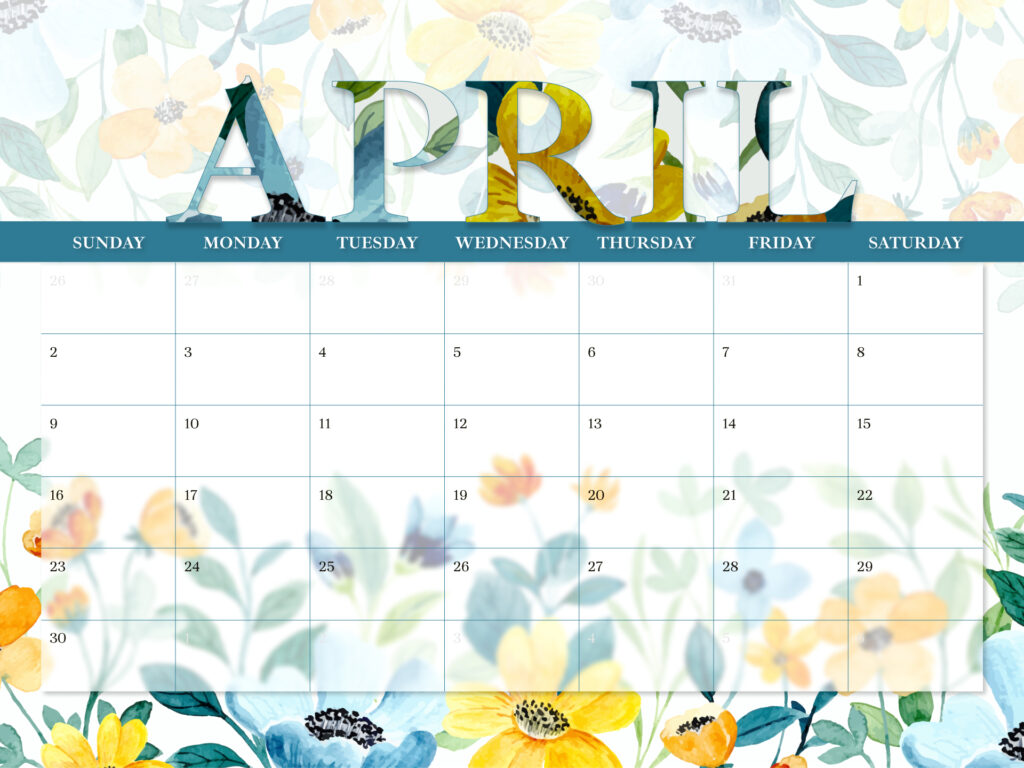 Free Blank April Calendar – MasterBundles