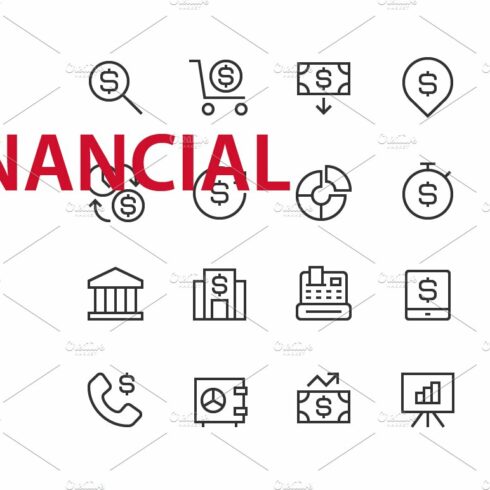 60 Financial UI icons cover image.