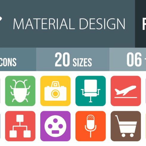 100 Material Flat Round Corner Icons cover image.