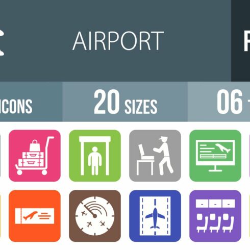 50 Airport Flat Round Corner Icons cover image.
