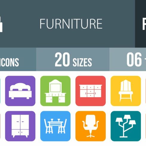 50 Furniture Flat Round Corner Icons cover image.