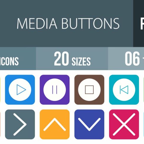 50 Media Buttons Filled Icons cover image.