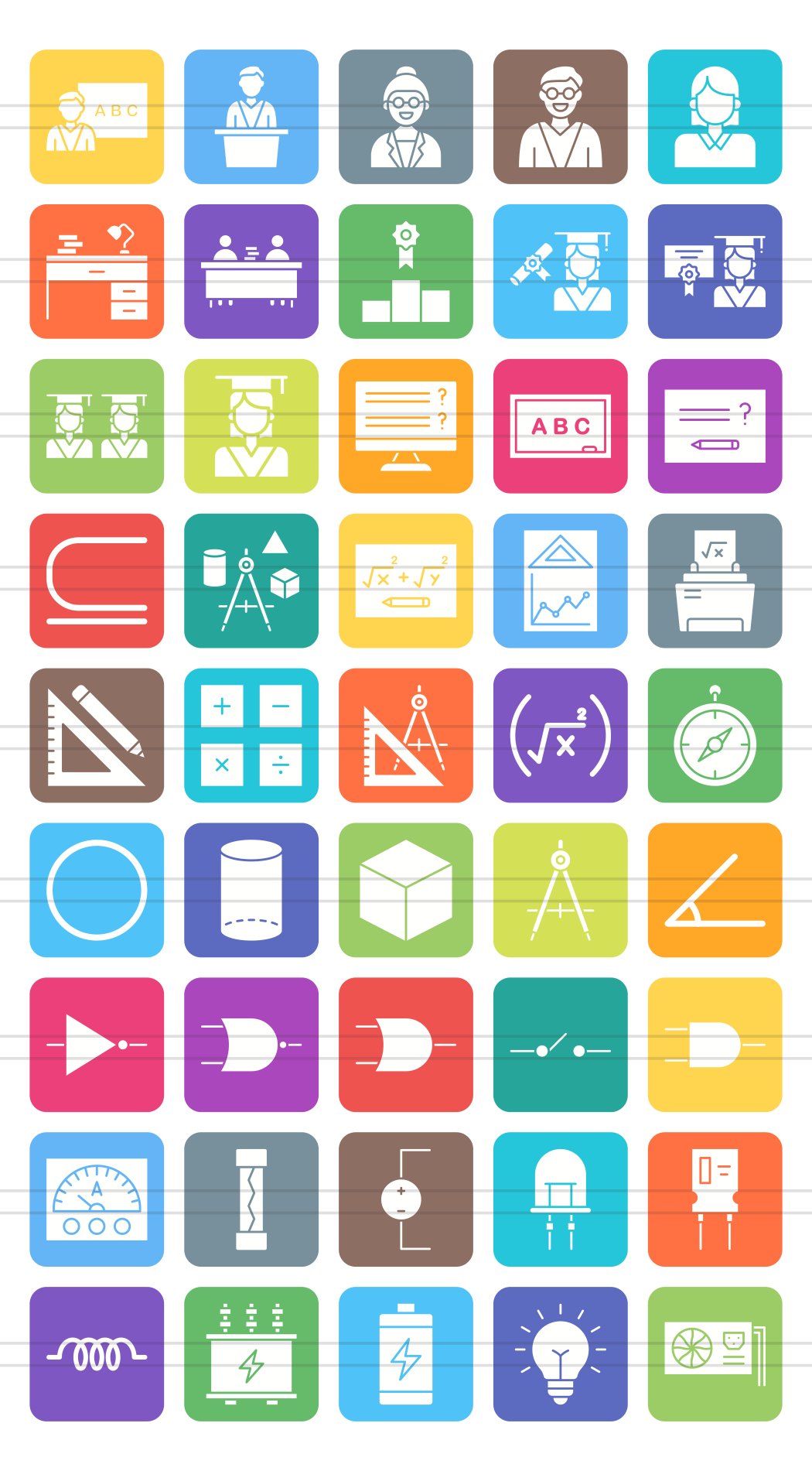 45 School and Geometric Filled Icons preview image.