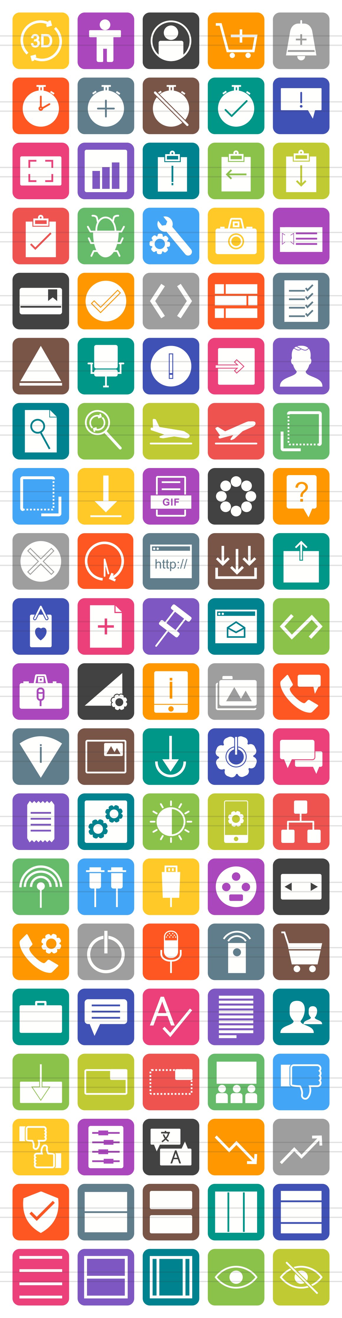 100 Material Flat Round Corner Icons preview image.