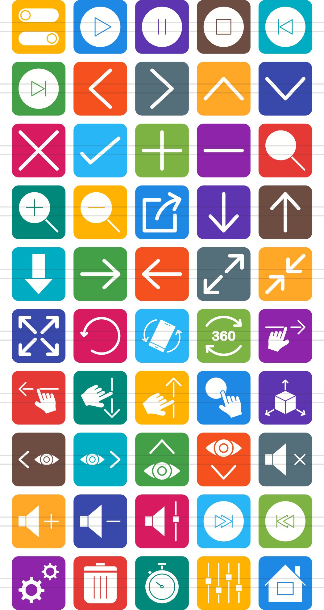 50 Media Buttons Filled Icons preview image.