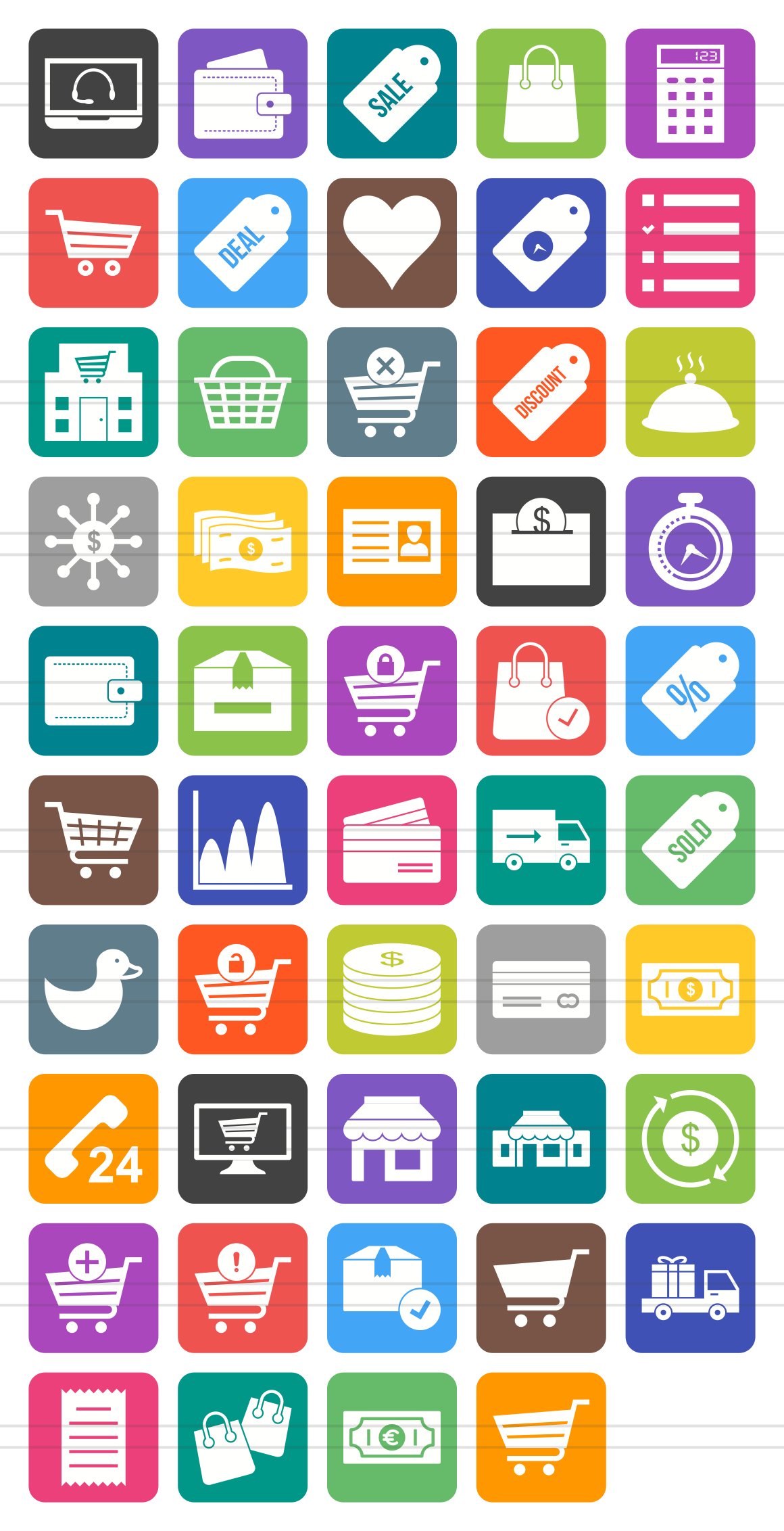 48 Ecommerce Filled Round Icons preview image.