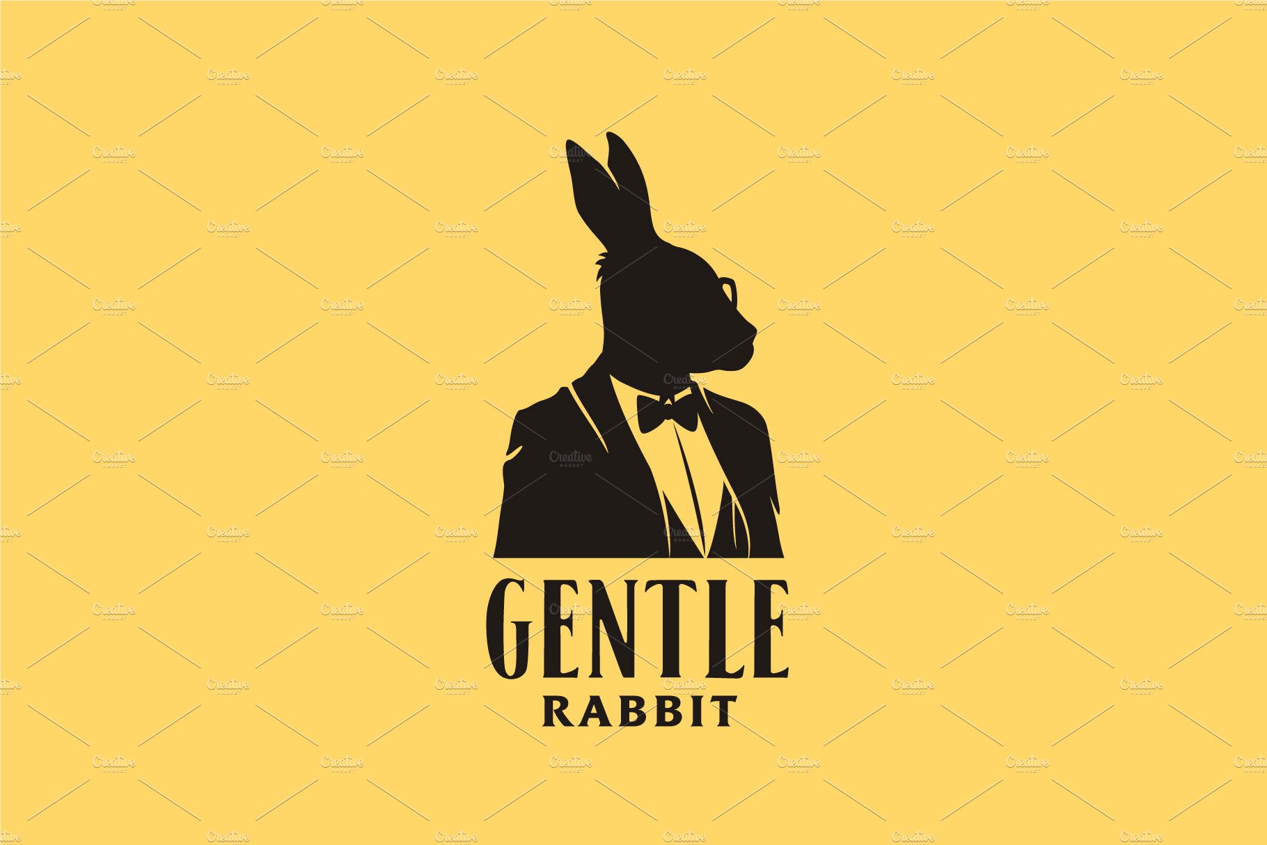 Rabbit businessman silhouette logo cover image.