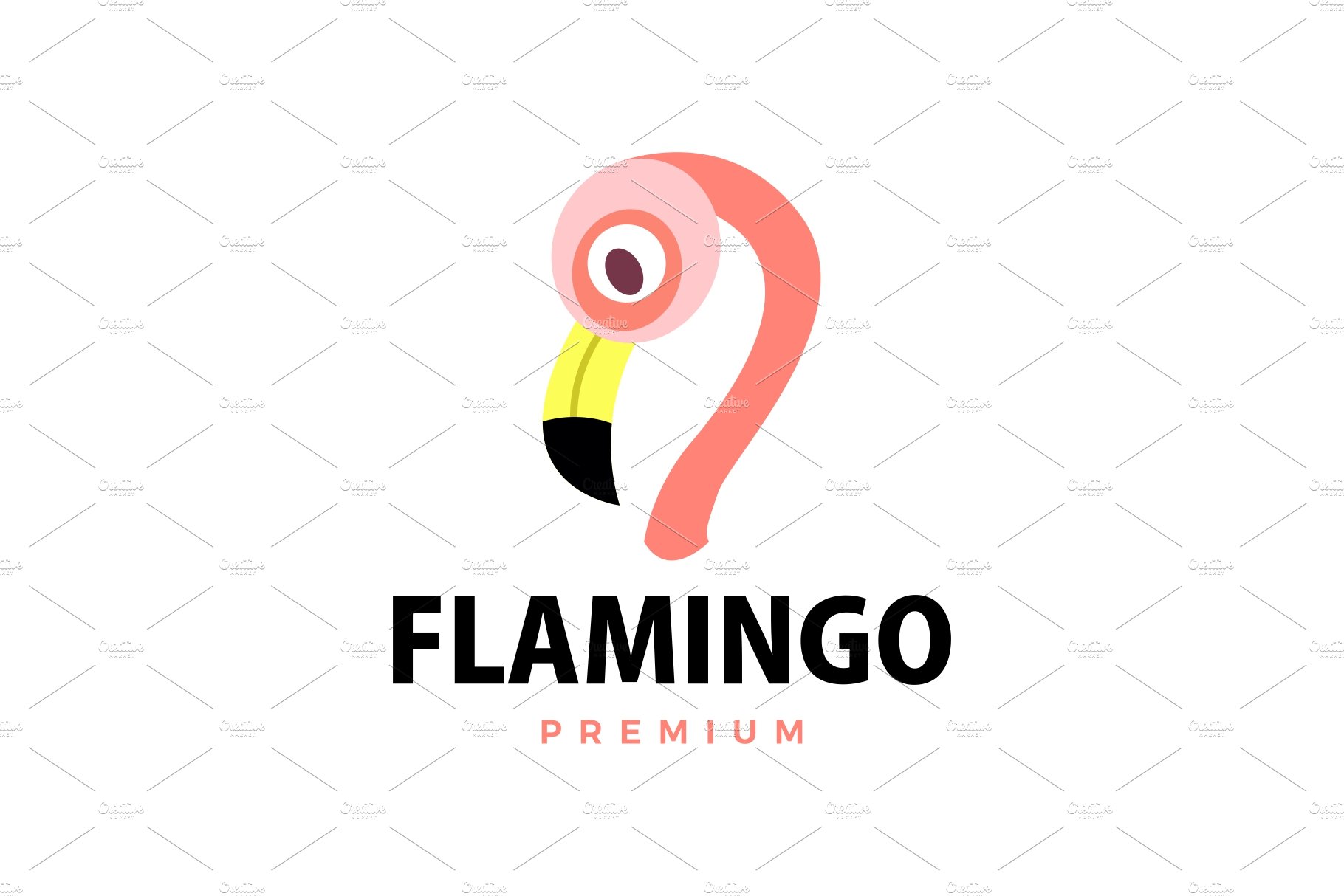 flamingo flat logo vector icon cover image.