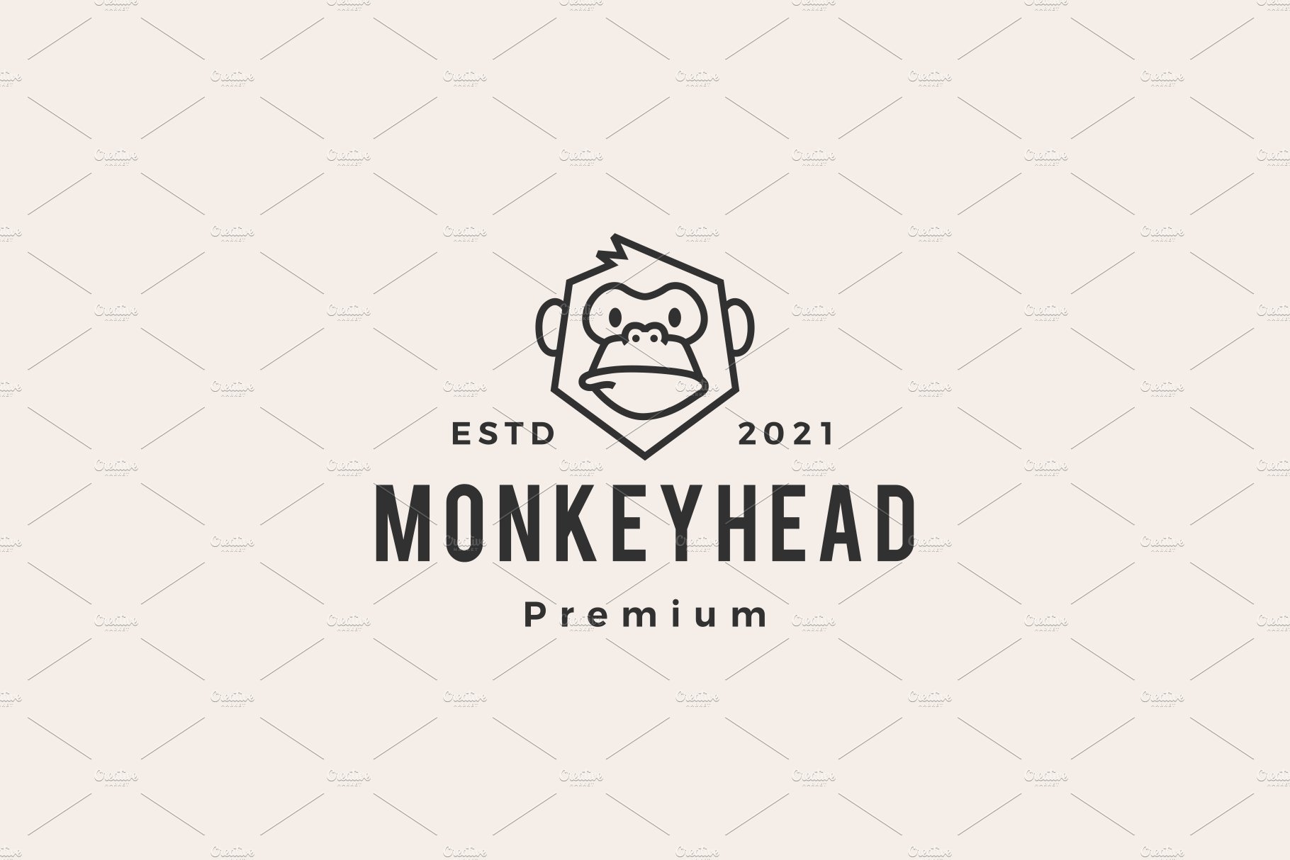 monkey head hipster vintage logo cover image.