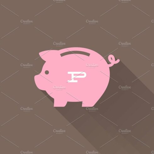 Flat piggy bank icon cover image.