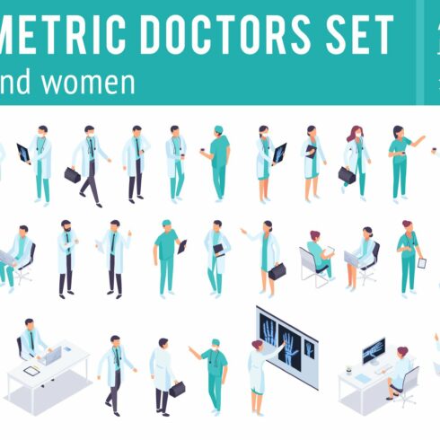 Isometric doctors set cover image.