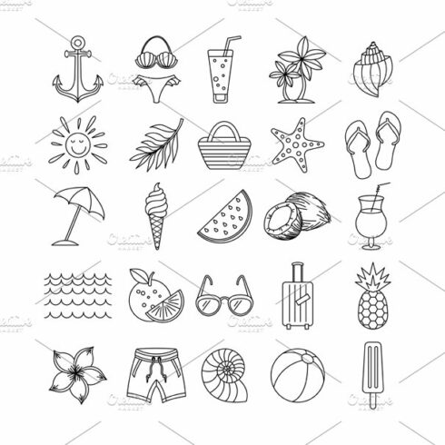 vector Summer Icons Set Outline cover image.