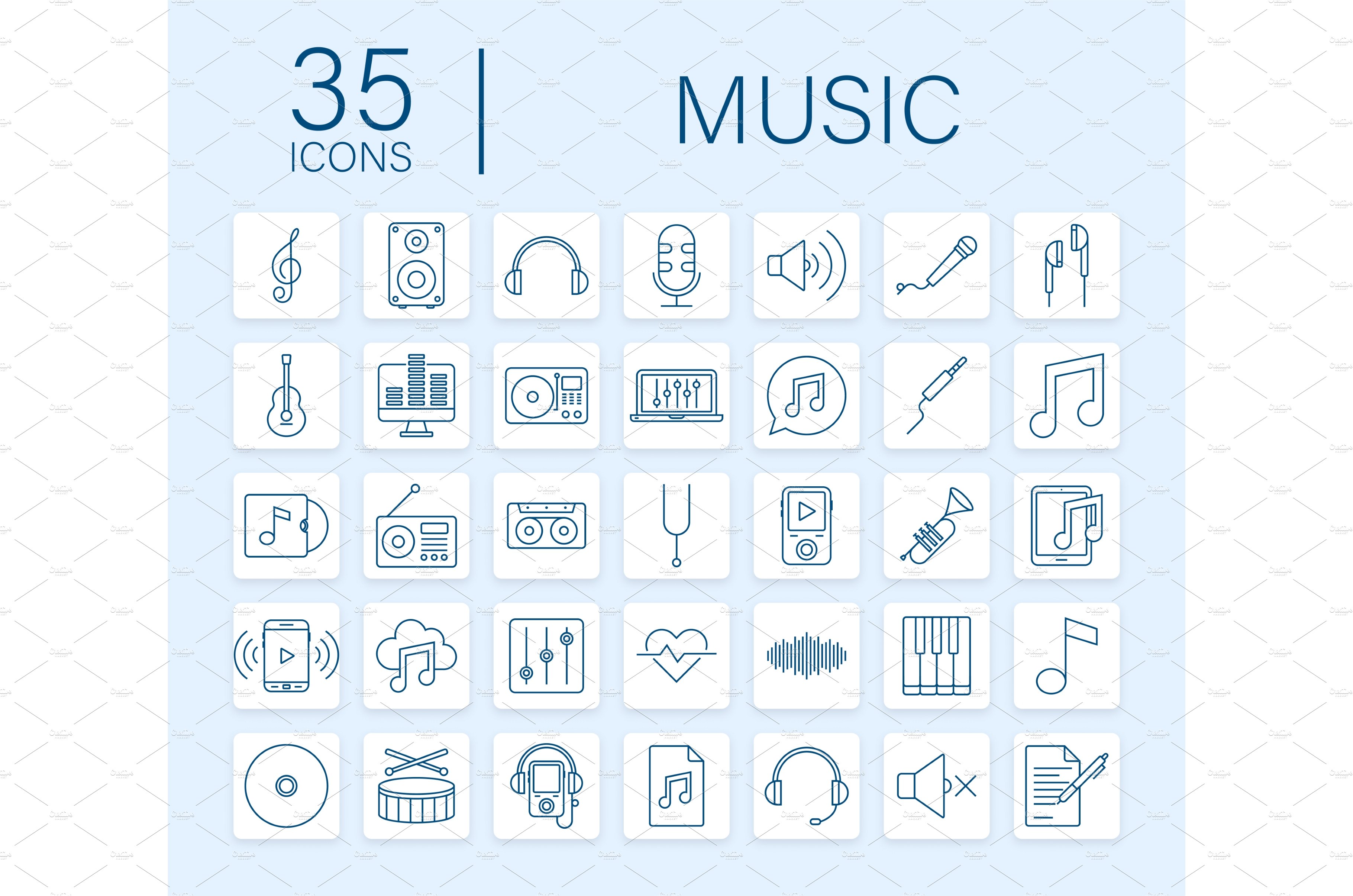 Music icon in flat style. Music cover image.