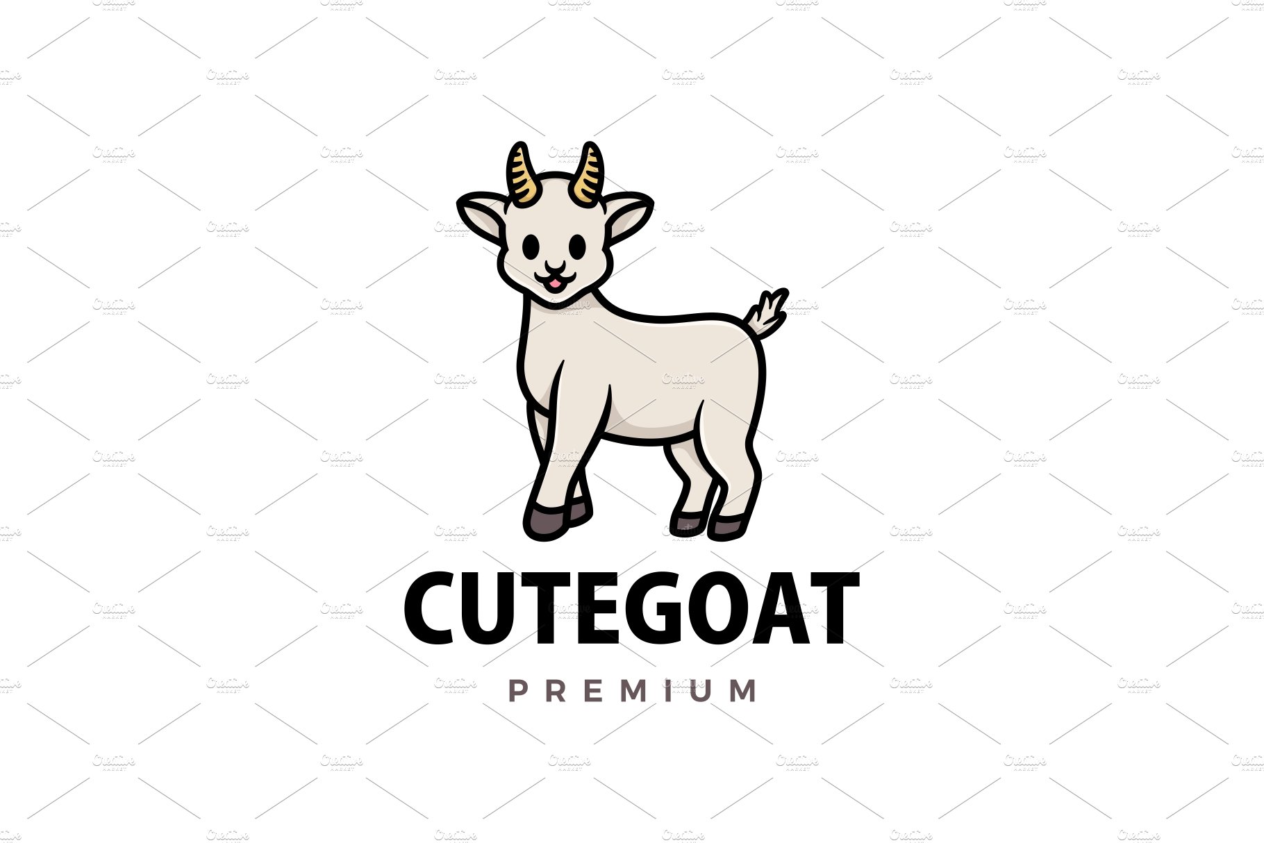 cute goat cartoon logo vector icon cover image.