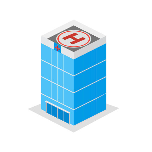 isometric web hospital vector cover image.