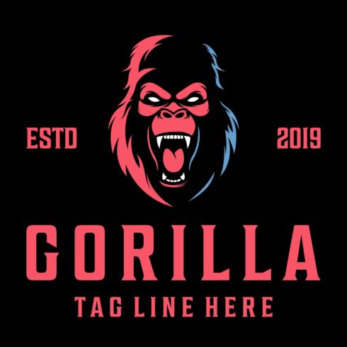 vintage angry gorilla logo template cover image.