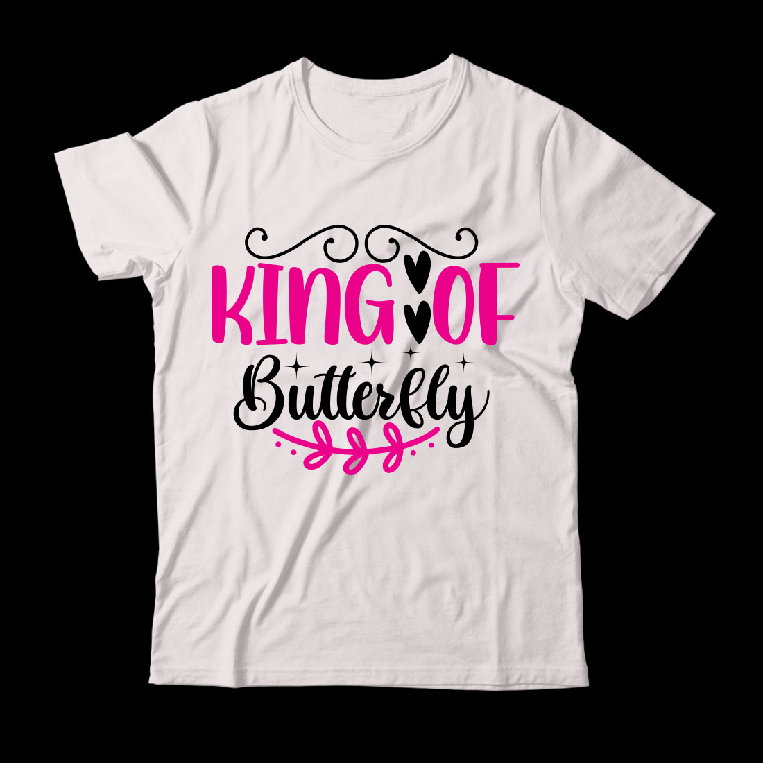 White t - shirt with the words king of butterfly on it.