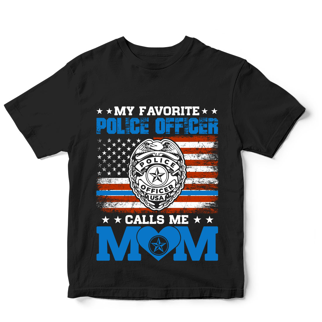 Police officer mom shirt with an american flag.