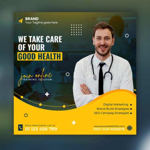 Beautiful Medical Health Care Flyer Social Media And Web Banner Post Template- Only $4 cover image.