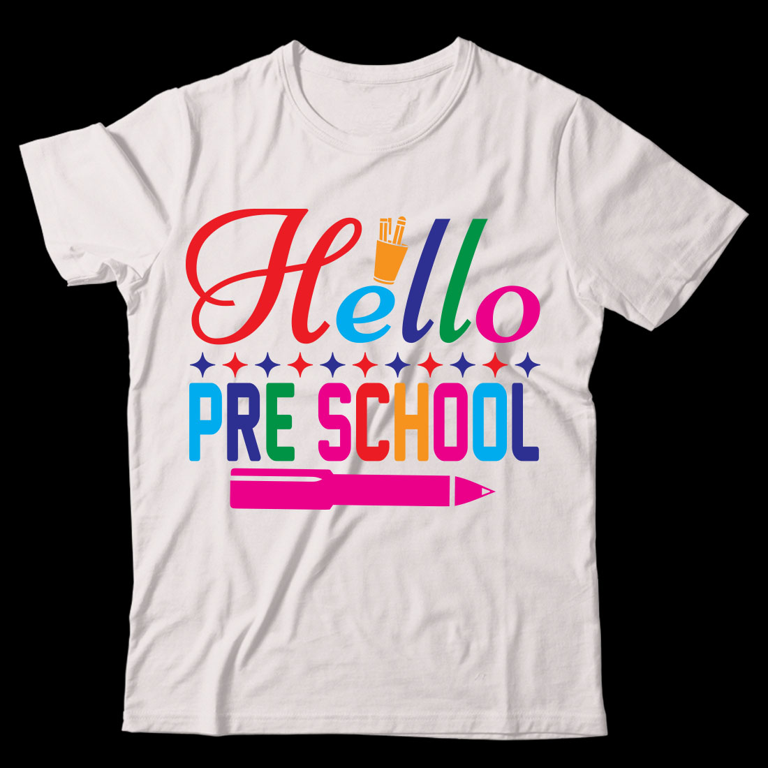 White t - shirt that says hello pre school.