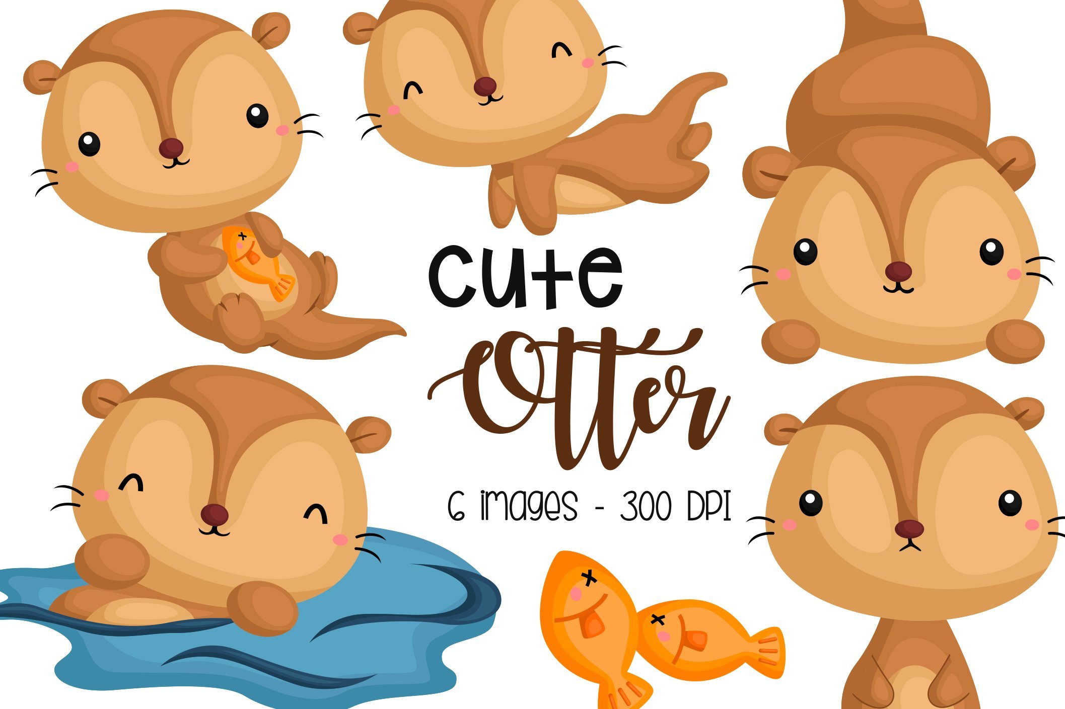 Cute Otter Animal Clipart cover image.