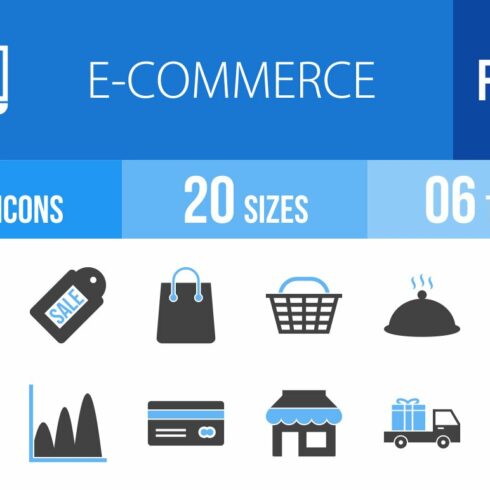 48 Ecommerce Filled Blue Black Icons cover image.
