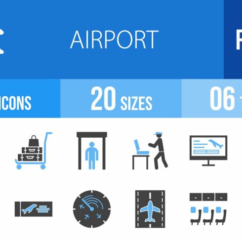 50 Airport Blue & Black Icons cover image.