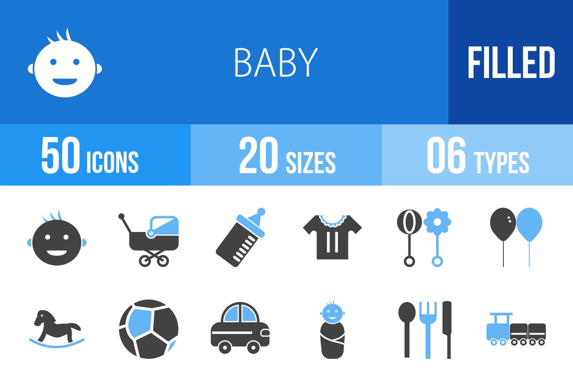50 Baby Blue & Black Icons cover image.