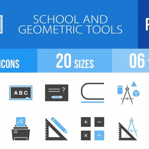 45 School and Geometric Filled Icons cover image.