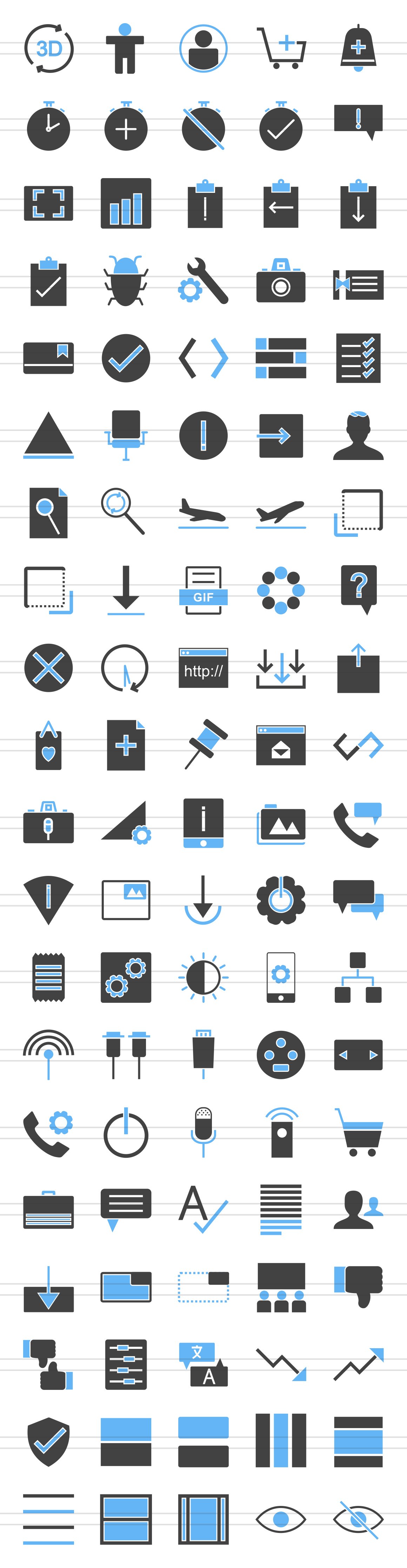 100 Material Design Blue&Black Icons preview image.