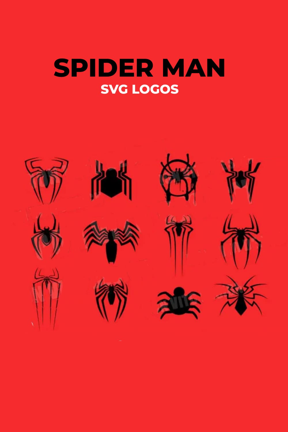 Collage with Spiderman SVG Logos.