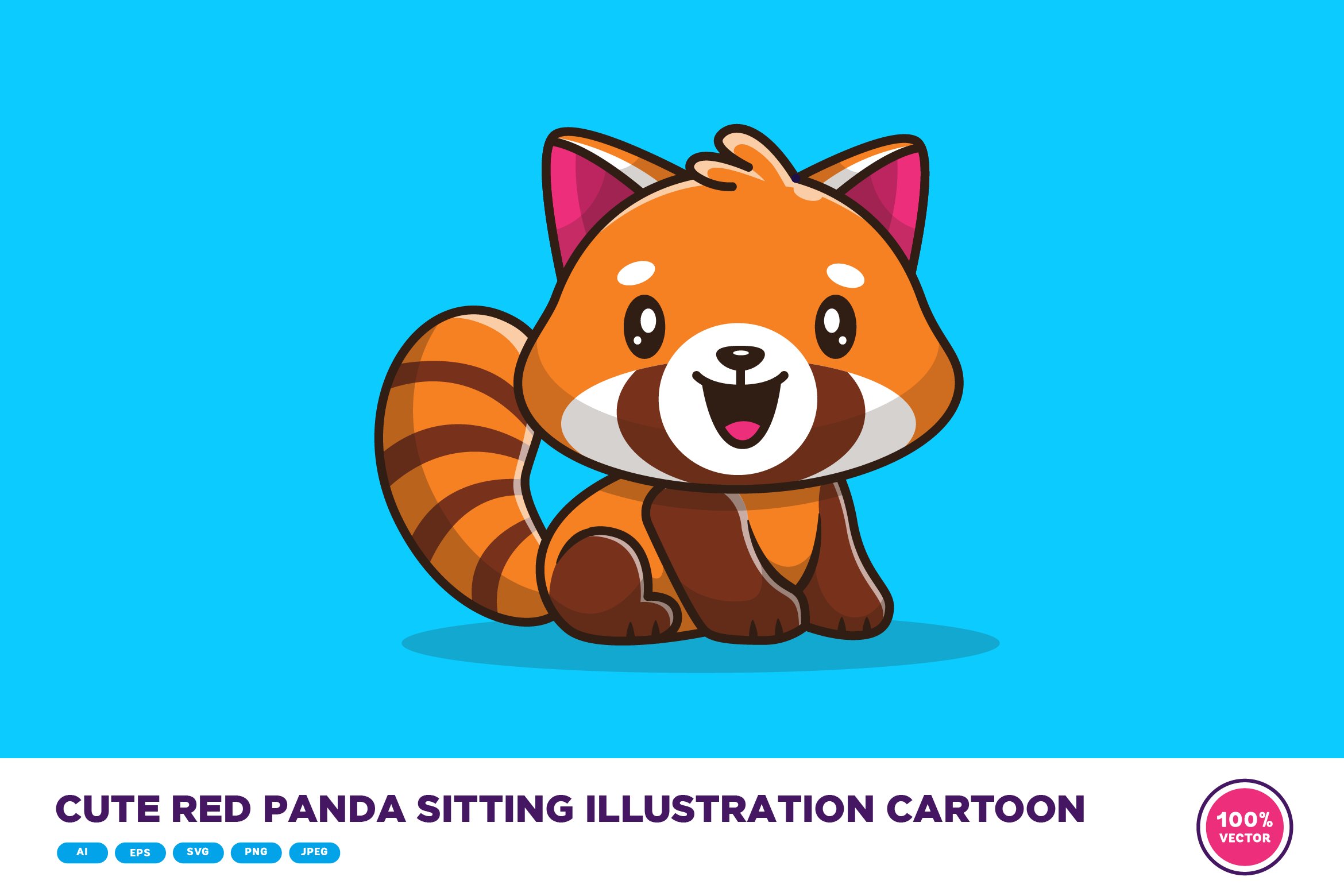 Cute Red Panda Sitting Illustration Masterbundles 