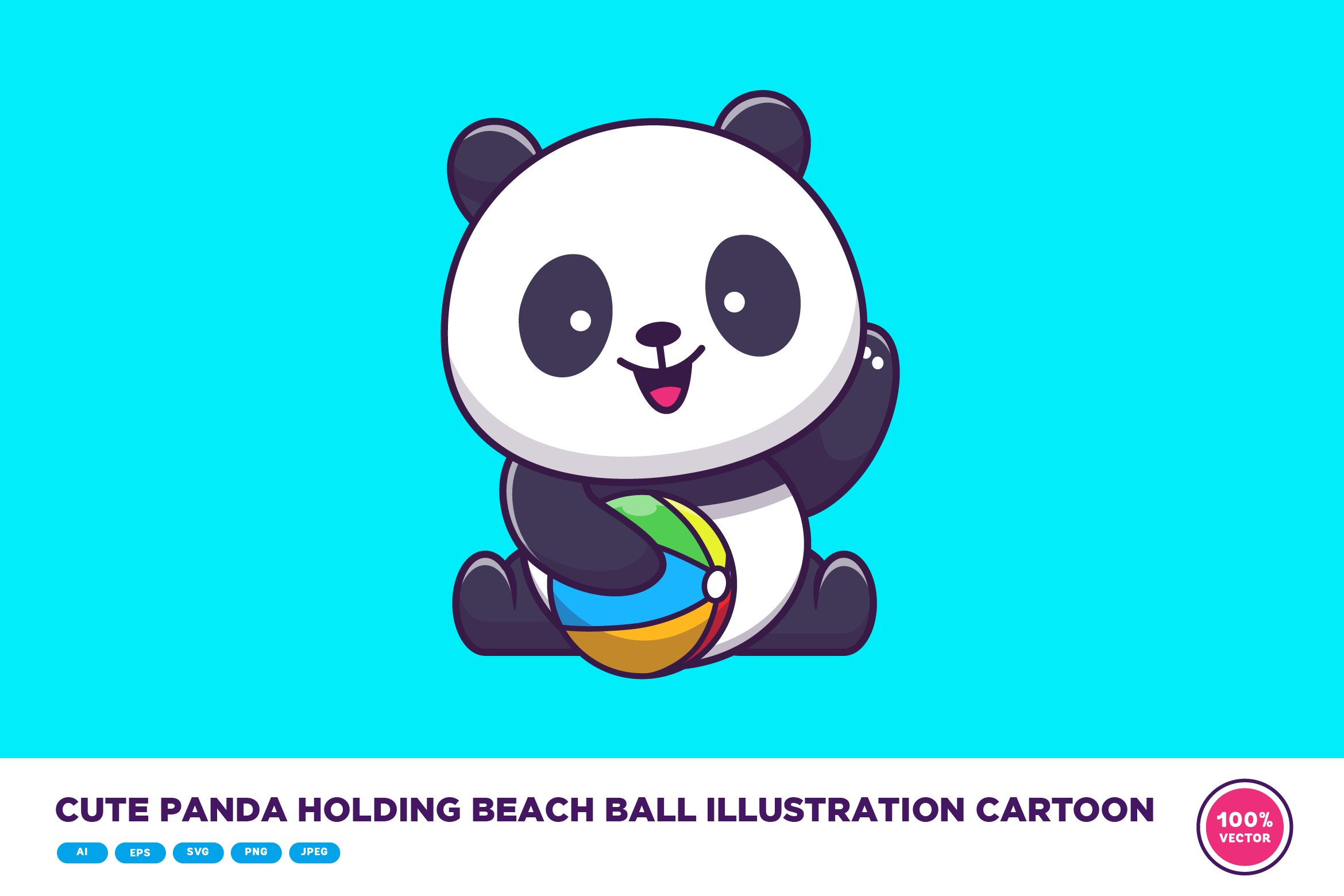 Cute Panda Holding Beach Ball cover image.