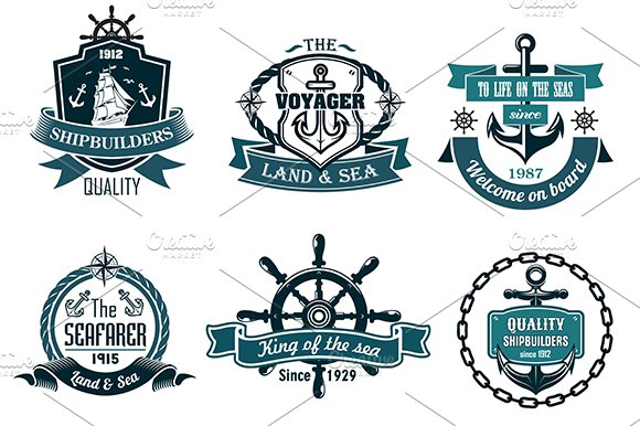 Blue nautical and sailing icons cover image.