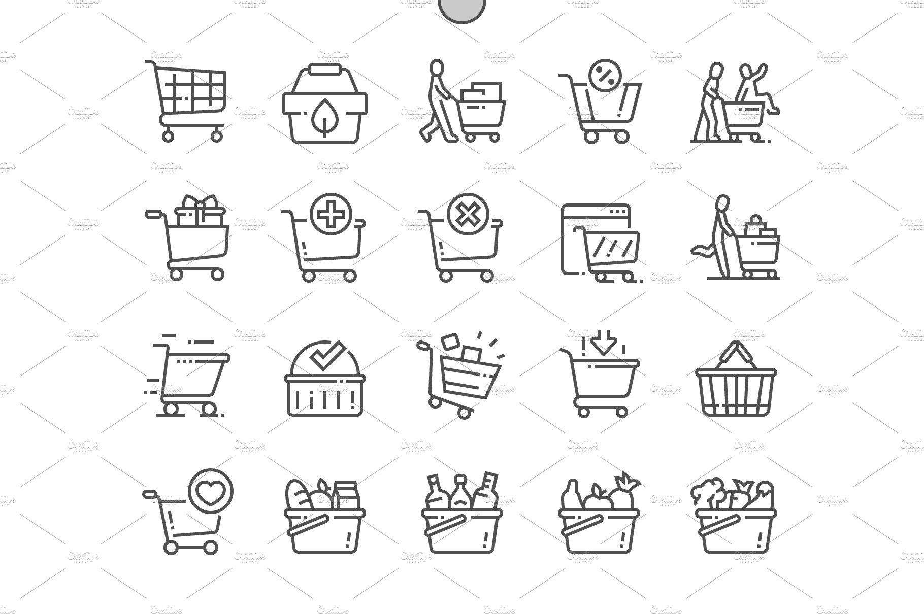 Shopping cart Line Icons cover image.