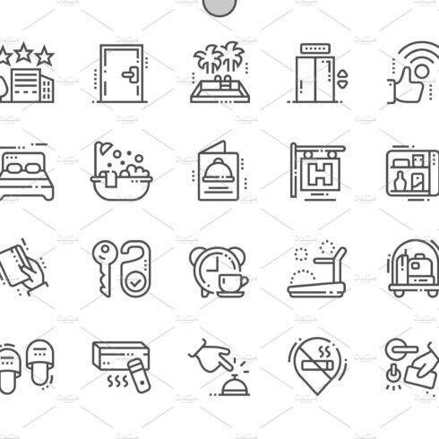 Hotels Line Icons cover image.