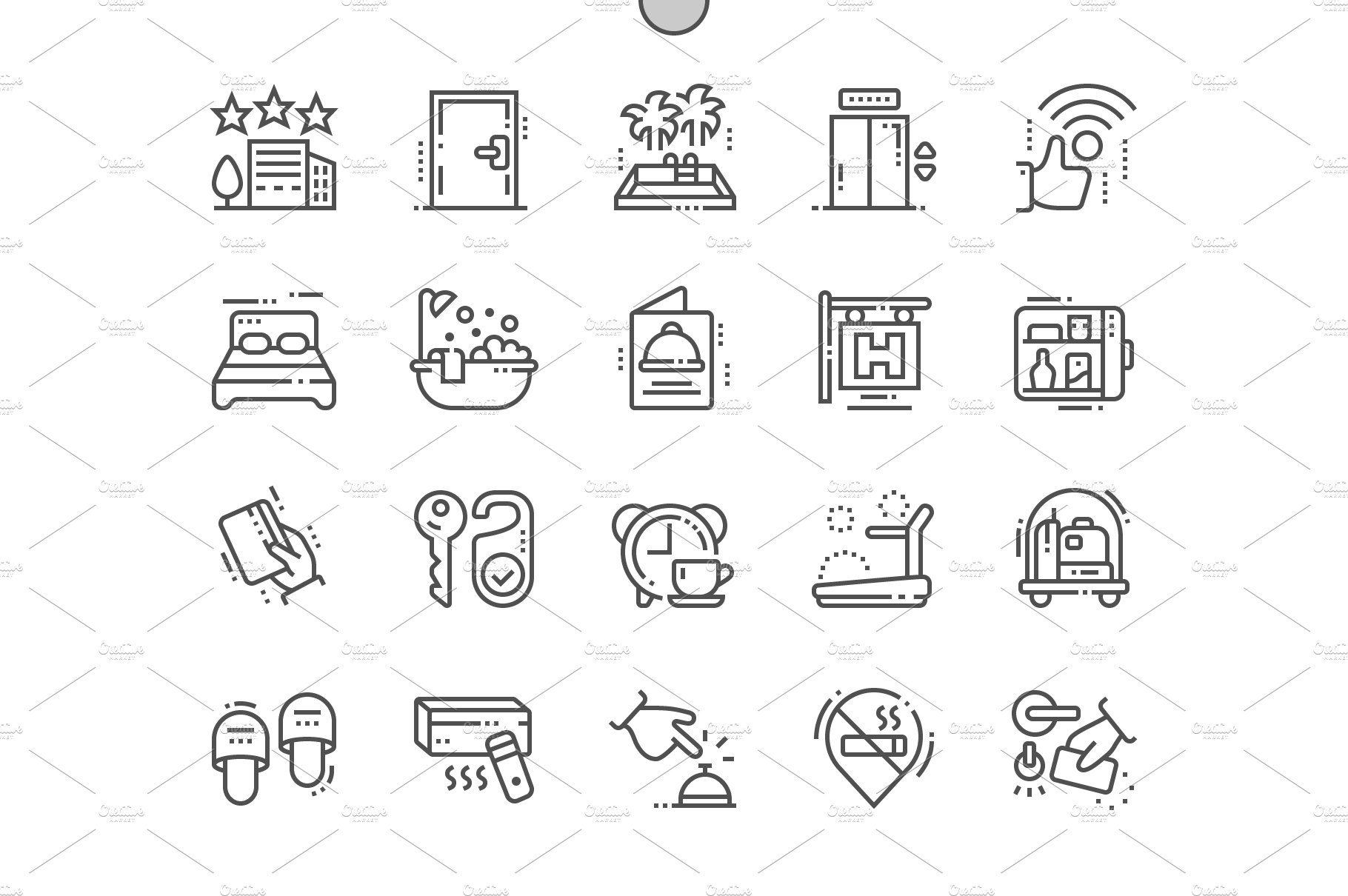 Hotels Line Icons cover image.
