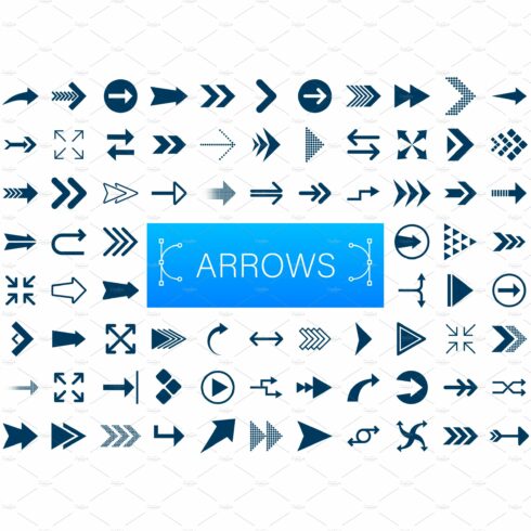 Arrows big black set icons. Arrow cover image.