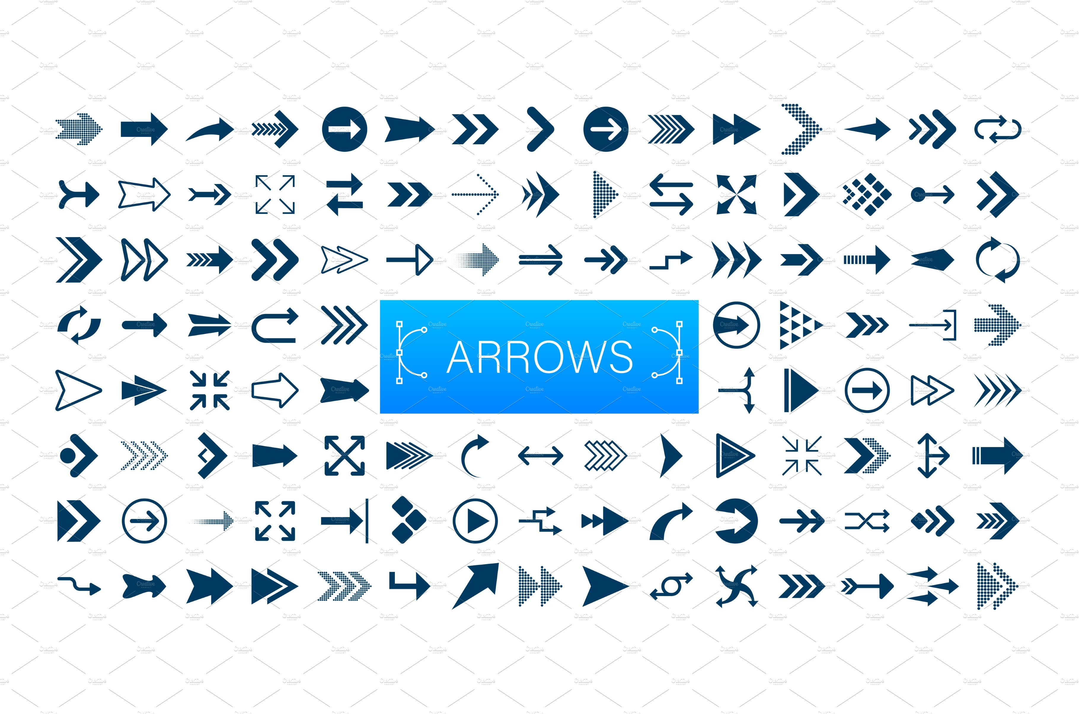 Arrows big black set icons. Arrow cover image.
