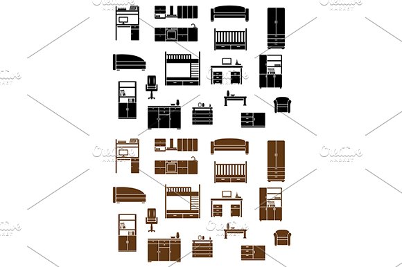 Set of flat furniture icons cover image.