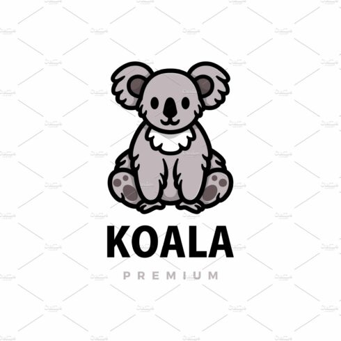 cute koala cartoon logo vector icon cover image.