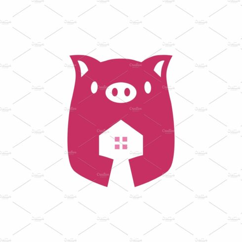 pig house home negative space logo cover image.