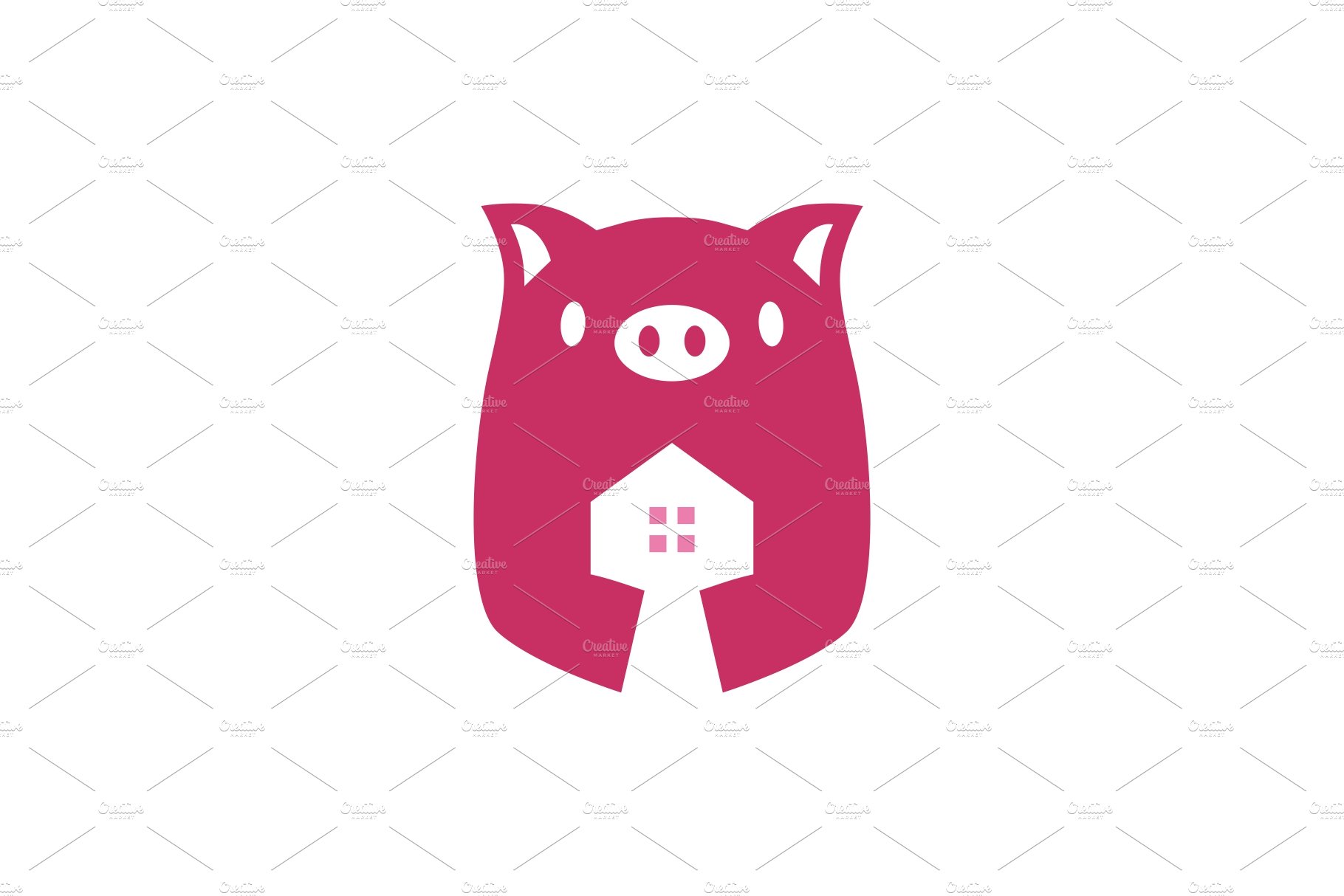 pig house home negative space logo cover image.