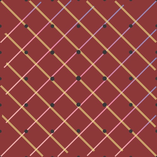 Red background with a pattern of lines and dots.