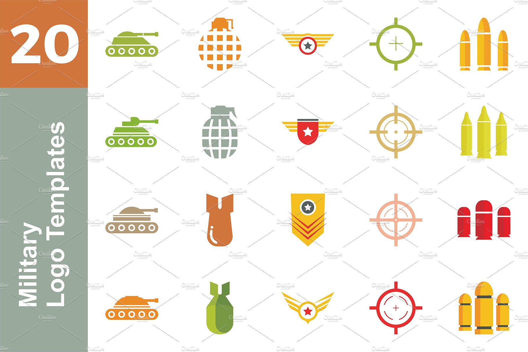 20 Logo Military Templates Bundle cover image.