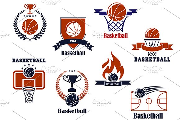 Basketball sport game icons cover image.