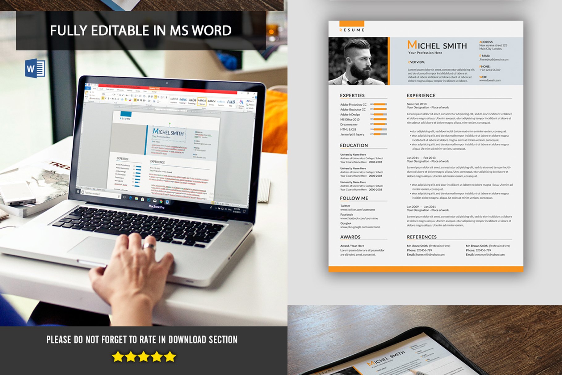 Resume Template preview image.