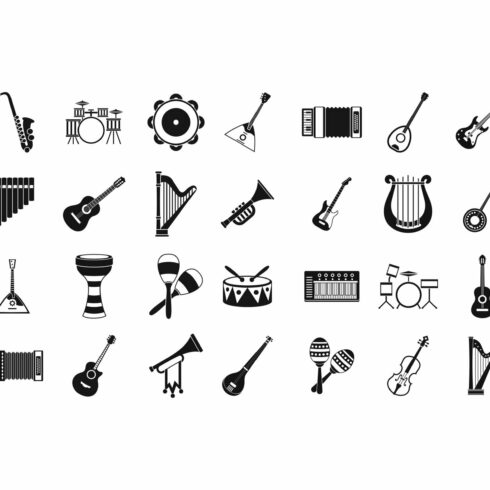 Musical instrument icon set cover image.