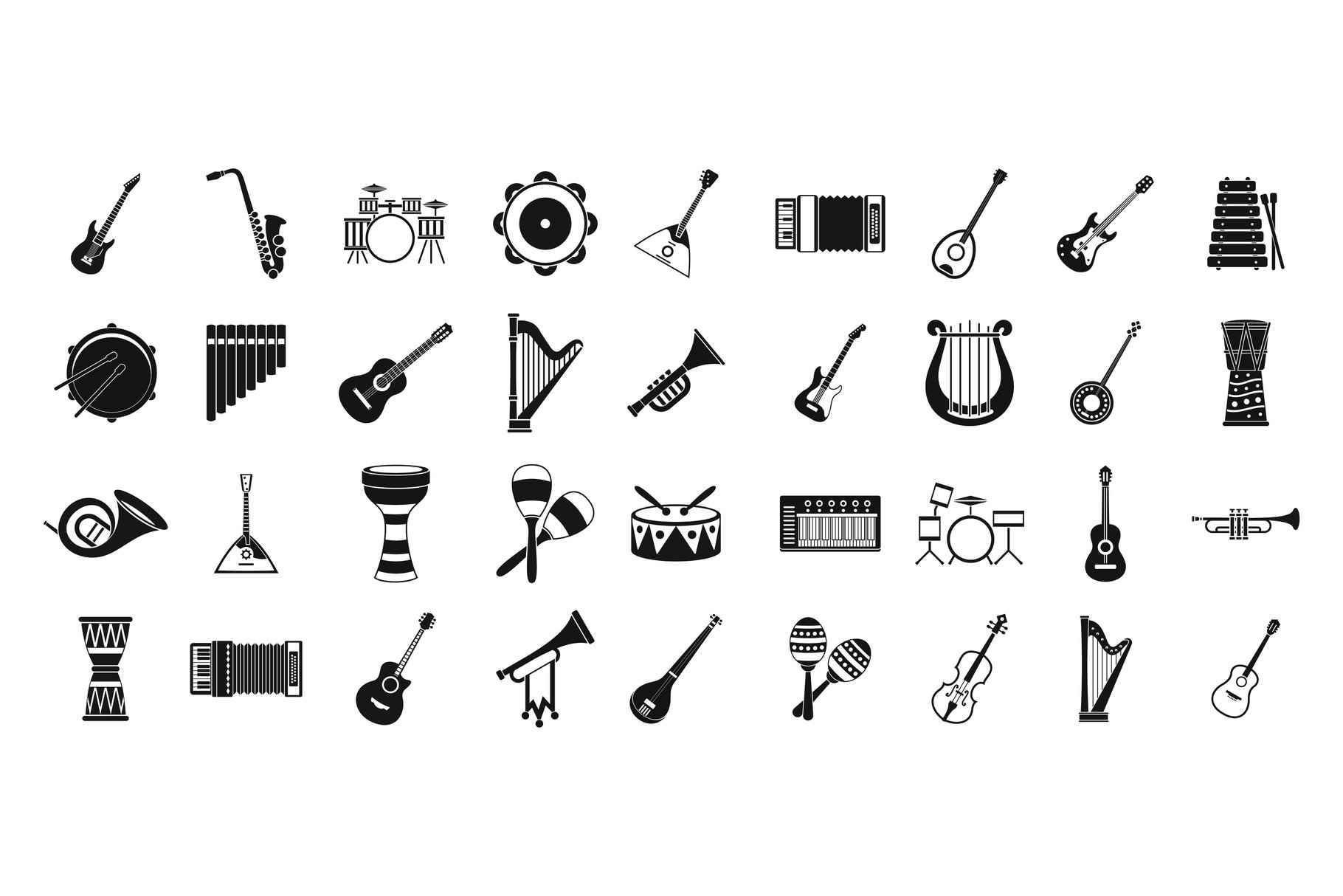 Musical instrument icon set cover image.